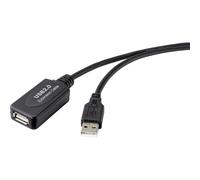 Renkforce Câble USB USB 2.0 USB-A mâle, USB-A femelle 20.00 m noir actif avec