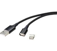 Renkforce Câble USB USB 2.0 USB-A mâle, USB-C® mâle 1.00 m noir connecteur magnétique RF-4746076