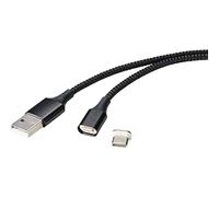 Renkforce Câble USB RF-4746076 USB 2.0 USB-A mâle USB-C mâle 1,00 m Noir connecteur magnétique