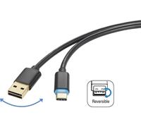 Renkforce Câble USB USB 2.0 USB-A mâle, USB-C® mâle 1.50 m noir connecteur utilisable des deux cotés RF-4758090