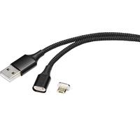 Renkforce Câble USB USB 2.0 USB-A mâle, USB-Micro-B mâle 1.00 m noir connecteur magnétique RF-47