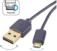 Renkforce Câble USB USB 2.0 USB-A mâle, USB-Micro-B mâle 1.00 m noir connecteur utilisable des deux
