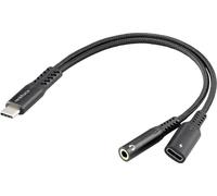 Renkforce Câble USB USB 2.0 USB-C® mâle, Connecteur DC 3,5 mm 15 cm Black flexible RF-7116124