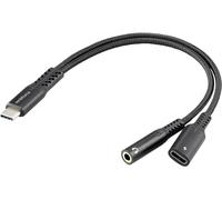 Renkforce Câble USB USB 2.0 USB-C® mâle, Prise jack 3,5 mm 15 cm Black flexible RF-7116124