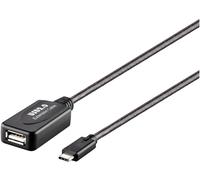Renkforce Câble USB USB 2.0 USB-C® mâle, USB-A femelle 10.00 m noir actif avec amplification du signal, contacts dorés RF-5067256
