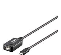 Renkforce Câble USB USB 2.0 USB-C® mâle, USB-A Femelle 10.00 m Noir Actif avec Amplification du Signal, Contacts dorés