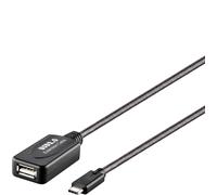 Renkforce Câble USB USB 2.0 USB-C® mâle, USB-A Femelle 10.00 m Noir Actif avec Amplification du Signal, Contacts dorés