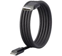 Renkforce Câble USB USB 2.0 USB-C® mâle, USB-A mâle 1.00 m noir avec enroulement magnétique, gaine textile RF-6437924