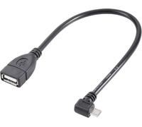 Renkforce Câble USB USB 2.0 USB-Micro-B mâle, USB-A femelle 0.10 m noir avec fonction OTG, contact