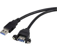 Renkforce Câble USB USB 3.0 USB-A mâle, USB-A femelle 1.00 m noir pour encastrement, vissable RF-5720388