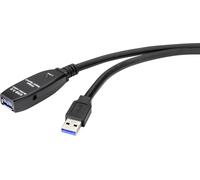 Renkforce Câble USB USB 3.2 Gen1 (USB 3.0) USB-A mâle, USB-A femelle 20.00 m noir actif avec amplification du signal RF-4598350