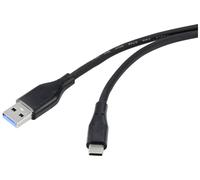 Renkforce Câble USB USB 3.2 Gen1 (USB 3.0) USB-A mâle, USB-C® mâle 0.50 m noir gaine en PVC, très flexible RF-4995170