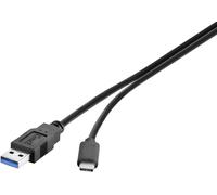 Renkforce Câble USB USB 3.2 Gen1 (USB 3.0) USB-A mâle, USB-C® mâle 1.00 m noir contacts dorés RF-4381080