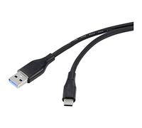 Renkforce Câble USB USB 3.2 Gen1 (USB 3.0) USB-A mâle, USB-C® mâle 1.00 m noir gaine en PVC, très flexible RF-4995172