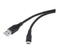 Renkforce Câble USB USB 3.2 Gen1 (USB 3.0) USB-A mâle, USB-C® mâle 1.50 m Noir Gaine en PVC, très Flexible RF-4995174