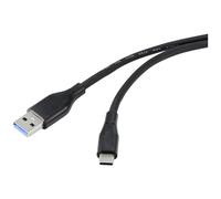 Renkforce Câble USB RF-4995170 USB 3.2 Gen1 USB-A mâle, USB-C mâle 0,5 m noir PVC très flexible