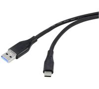 Renkforce Câble USB USB 3.2 Gen1 USB-A mâle, USB-C® mâle 1.00 m noir gaine en PVC, très flexible RF-4995172