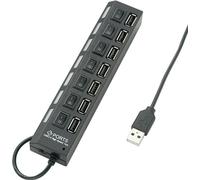 Renkforce Hub 7 ports USB 2.0 commutables individuellement, avec LED d'état Noir