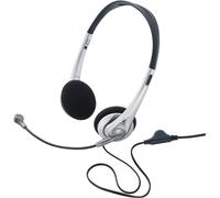 Renkforce Micro-casque supra-auriculaire filaire Stereo noir, argent volume réglable ordinateur
