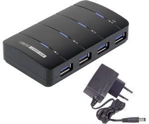 Renkforce RF-3016752 Hub USB 4 ports USB-A USB 3.0 5 GBit/s avec LEDs de statut noir