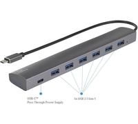 Renkforce RF-3374946 Hub USB 6+1 ports USB-A USB 3.2 Gen1 5 GBit/s avec prise Pass-Through, boîtier en aluminium argent