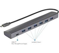 Renkforce RF-3374946 Hub USB 6+1 ports USB-A USB 3.2 Gen1 5 GBit/s avec prise Pass-Through, boîtier en aluminium argent