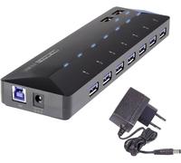 Renkforce RF-3806034 Hub USB 7 ports USB-A USB 3.0 5 GBit/s avec port de charge rapide, avec LEDs de statut noir