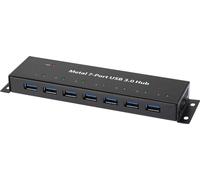 Renkforce RF-3955359 Hub 7 ports USB 3.2 Gen 1 (USB 3.0) pour montage mural, boîtier métallique noir