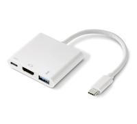 Renkforce RF-4366444 Adaptateur [1x USB-C® mâle - 1x HDMI femelle, USB 3.0 femelle type A, USB-C® femelle] blanc contacts dorés