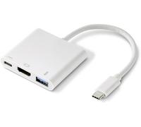 Renkforce RF-4366444 Adaptateur [1x USB-C® mâle - 1x HDMI femelle, USB 3.0 femelle type A, USB-C® femelle] blanc contacts dorés 12.00 cm