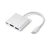 Renkforce RF-4366444 Adaptateur [1x USB-C® mâle - 1x HDMI femelle, USB 3.0 femelle type A, USB-C® femelle] blanc contacts dorés