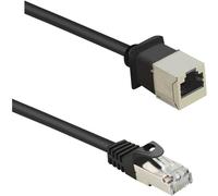 Renkforce RF-4394121 RJ45 Câble réseau, câble patch CAT 5e F/UTP 1.00 m noir Rallonge avec cliquet d'encastrement, contacts dorés