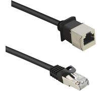 RF-4394124 RJ45 Câble réseau, câble patch CAT 5e F/UTP 0.50 m noir Rallonge avec cliquet dencastrement, contacts dorés