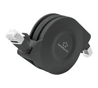 RENKFORCE RF-4476386 RJ45 Câble réseau, câble Patch Cat 6a U/FTP 1.50 m Noir modèle Plat, avec Enrouleur 1 pc(s)
