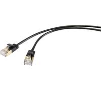 Renkforce RF-4538184 RJ45 Câble réseau, câble patch CAT 8.1 F/FTP 0.25 m noir extrêmement fin, contacts dorés