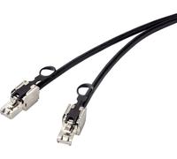 Renkforce RF-4538216 RJ45 Câble réseau, câble patch CAT 6a S/FTP 0.50 m noir avec anneau à tirer pour le déverrouillage 1 pc(s)