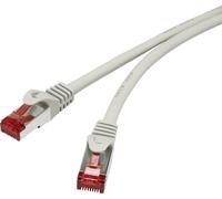Renkforce RF-4724266 RJ45 Câble réseau, câble patch CAT 6 S/FTP 5.00 m gris avec cliquet d'encastrement, contacts dorés, ignifuge