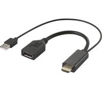 Renkforce RF-4777274 HDMI / DisplayPort Câble adaptateur [1x HDMI mâle, USB 2.0 type A mâle - 1x DisplayPort femelle] noir 4K UHD 0.15 m