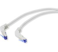 Renkforce RF-4892470 RJ45 Câble réseau, câble patch CAT 6a S/FTP 0.25 m gris coudé à 90 ° vers le ba