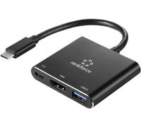 Renkforce RF-5133676 USB-C® / HDMI Adaptateur [1x USB-C® mâle - 1x HDMI femelle, USB-C® femelle (Power Delivery), USB-A] noir 20 cm