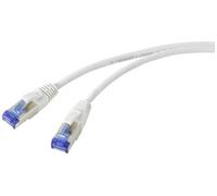 Renkforce RF-5266146 RJ45 Câble réseau, câble patch CAT 6a S/FTP 10.00 m gris Slimline, flexible, avec cliquet d'encastrement