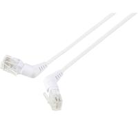 Renkforce RF-6071562 RJ45 Câble réseau, câble patch CAT 6 U/UTP 2.00 m blanc Contacts enfichables orientables à 360°, Câble de sortie coudé 1 pc(s)