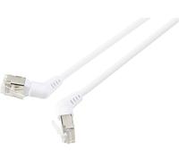 Renkforce RF-6071566 RJ45 Câble réseau, câble patch CAT 6a F/UTP 1.00 m blanc Contacts enfichables orientables à 360°, Câble de sortie coudé 1 pc(s)