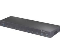Renkforce RF-6627278 Hub USB 10 ports USB-A USB 3.2 Gen2 10 GBit/s pour applications industrielles, Montage en rack possible, boîtier métallique noir 483 mm