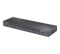 Renkforce RF-6677282 Hub USB 13 ports USB-A USB 3.2 Gen2 10 GBit/s pour applications industrielles, Montage en rack possible, boîtier métallique noir 483 mm