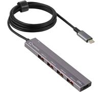 Renkforce RF-6700798 Hub USB 4 ports USB-A USB 3.2 Gen2 10 GBit/s avec fiche mâle USB-C, boîtier en aluminium, port de charge