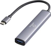 Renkforce RF-6855466 Hub USB 4 ports USB-A USB 3.0 5 GBit/s avec fiche mâle USB-C gris RF-USBH-250
