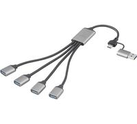 Renkforce RF-6861934 Hub USB 4 ports USB-A USB 3.0 5 GBit/s boîtier en aluminium gris RF-HUB-300