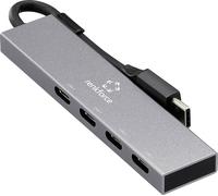 Renkforce RF-6902308 Hub USB 4 ports USB-C® USB 3.2 Gen2 10 GBit/s avec fiche mâle USB-C gris RF-USBCH-205