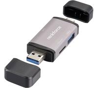 Renkforce RF-CR-480 Lecteur de carte mémoire externe USB-A, USB-C® aluminium-gris